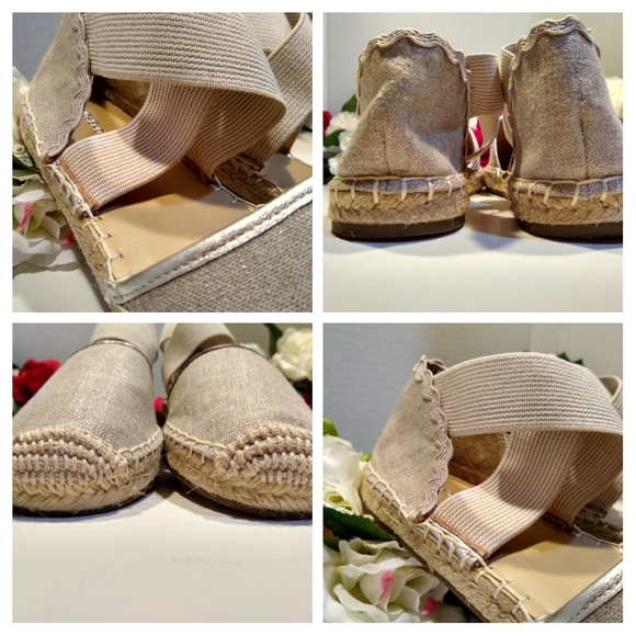 Espadrille Flats NWOB Land's End Tan Cross Strap - Picture 7 of 8